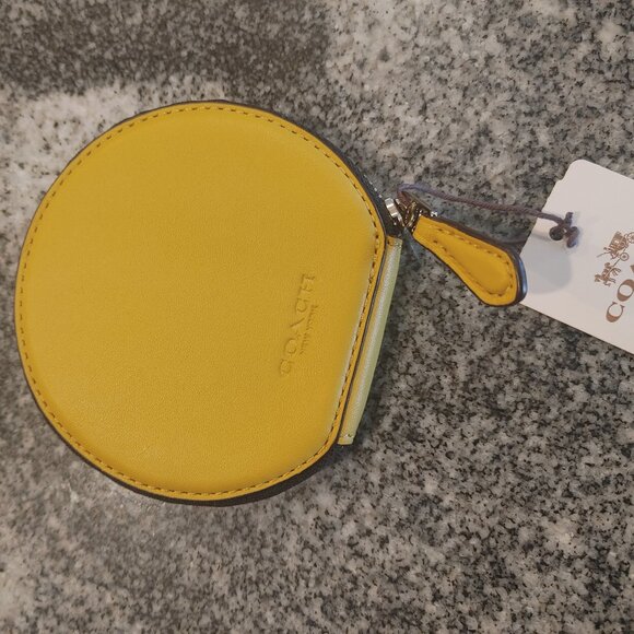 Coach Coin Purse - Emoji Eyes - Yellow Leather - Picture 3 of 15